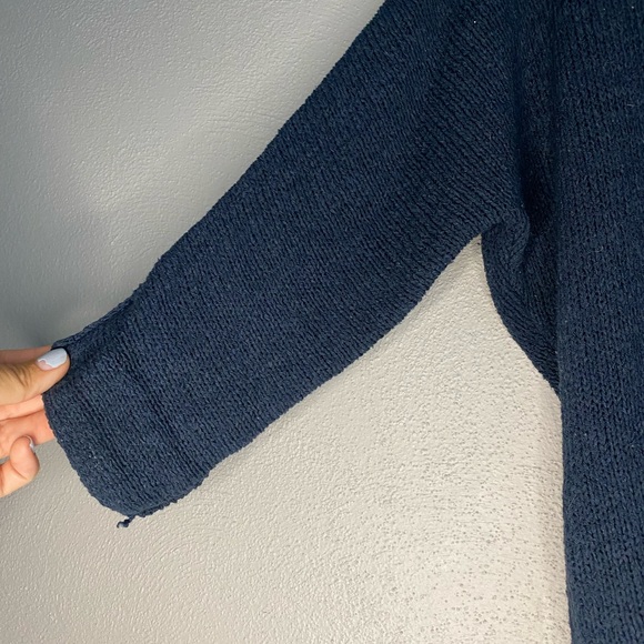 Kiabi Knit Sweater Size Small Navy Blue Three Quarter Sleeves V-Neck - Picture 5 of 9